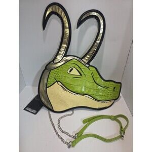 Cakeworthy Loki Alligator Marvel Green Crossbody Purse Bag W/Chain Strap